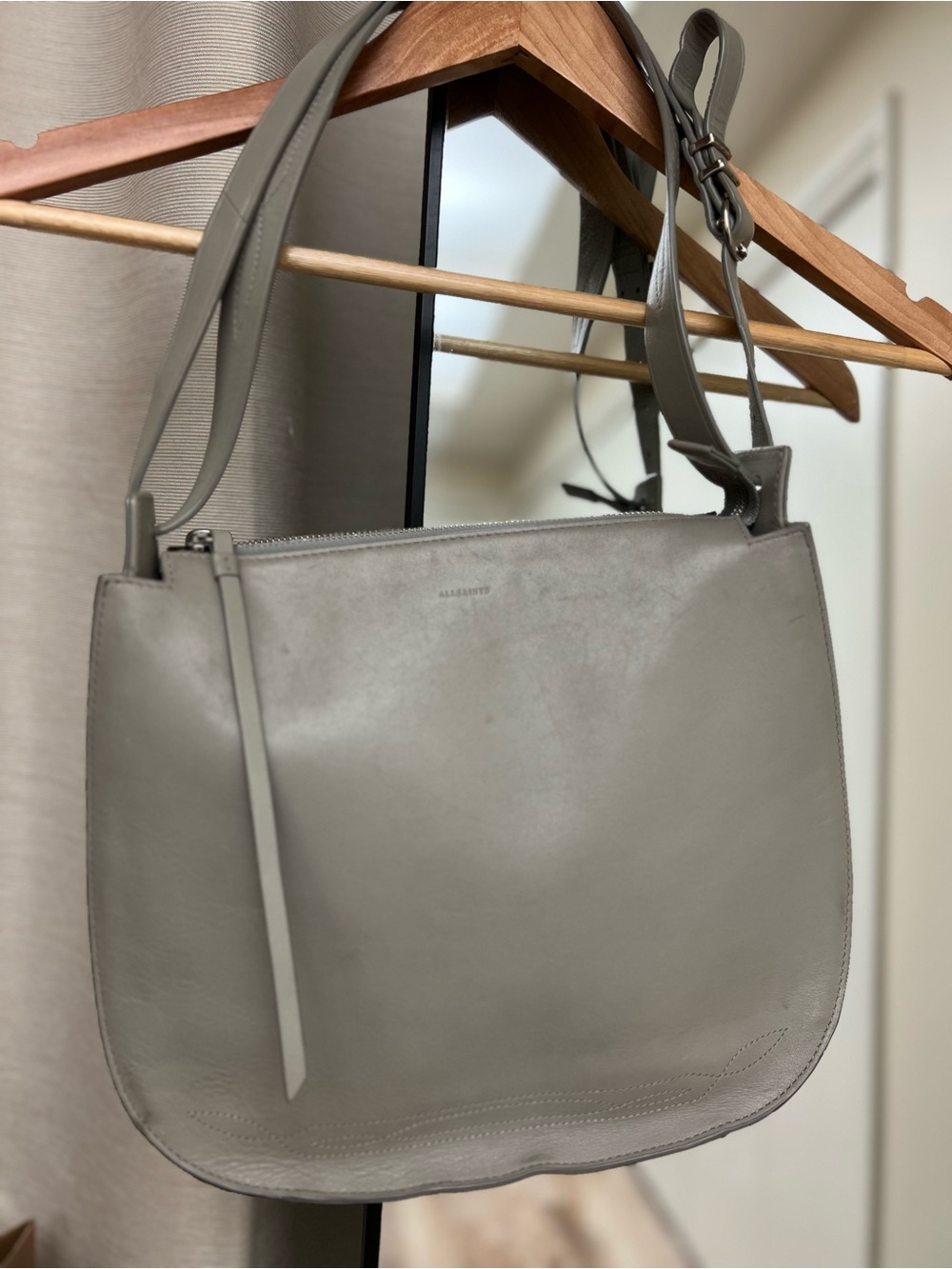 ALL SAINTS Shoulder Bag in Light Gray